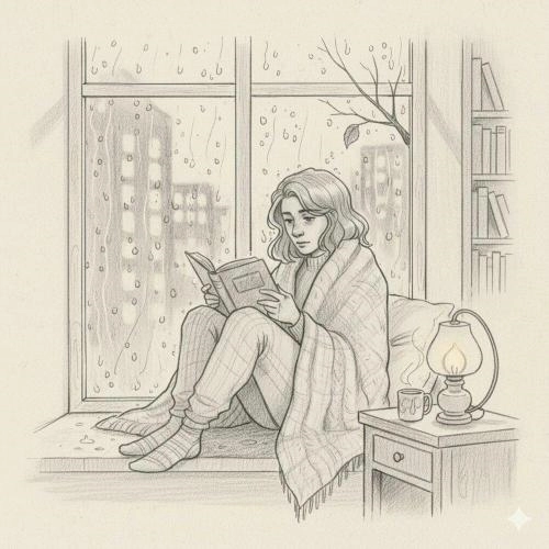 Дождь за окном (фон для чтения)